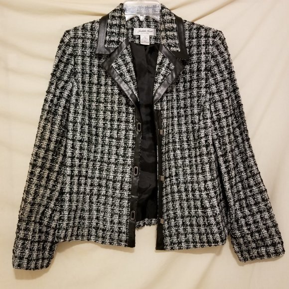 Judith Hart Black & White Tweed Jacket/Blazer size 8 - Picture 4 of 7